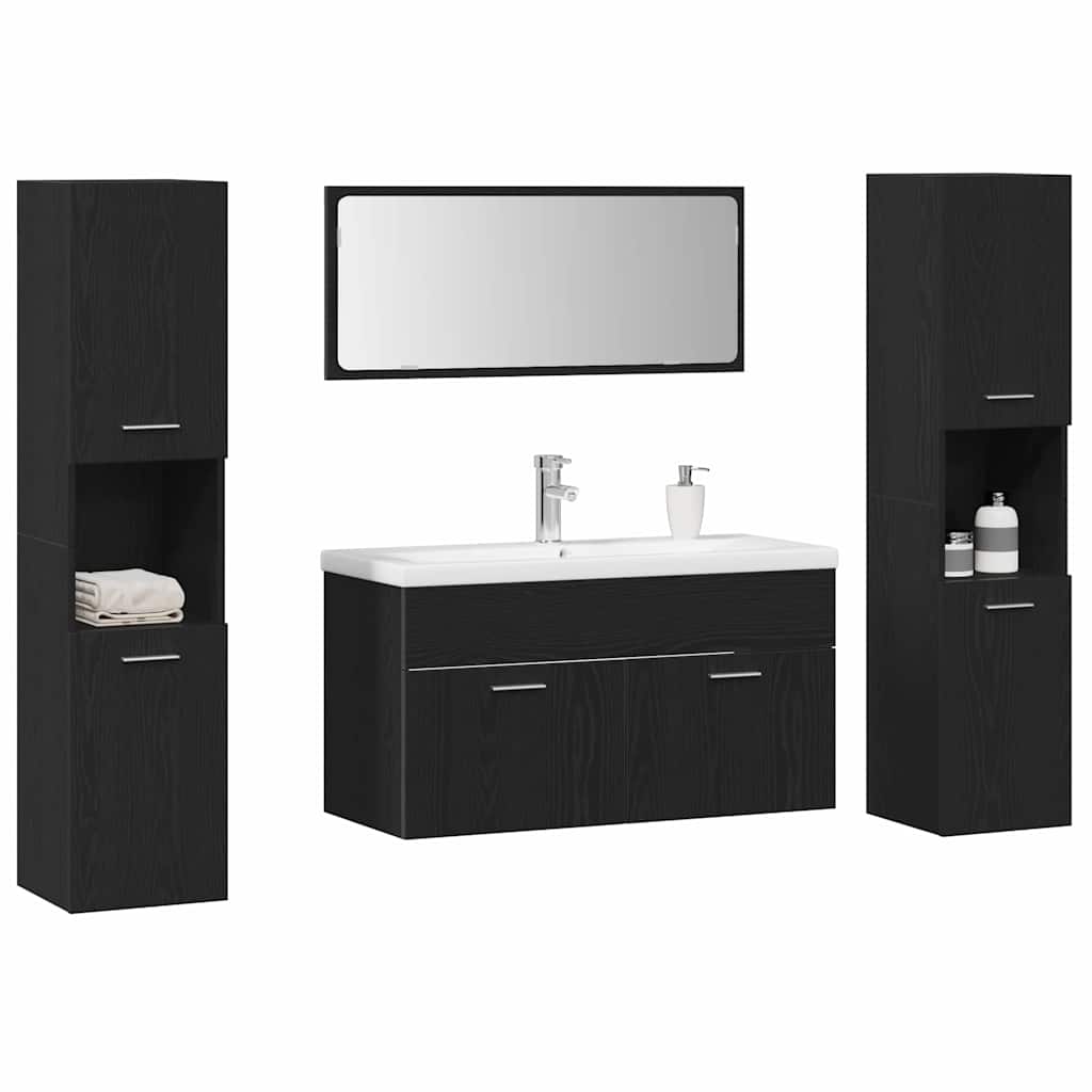 Bathroom Furniture Set 5 pcs Black Oak 30 x 30 x 130 cm